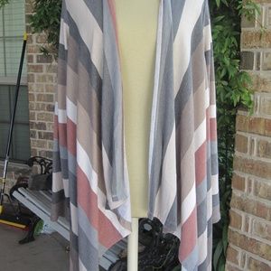 Lovely J Fall Colored Striped Cardigan 1XL